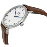 Buy Shop Daniel Wellington Dapper Bristol White Dial Brown Leather Strap Watch For Women - DW00100098 USA Online