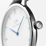 Buy Shop Daniel Wellington Dapper Sheffield White Dial Black Leather Strap Watch For Women - DW00100096 USA Online