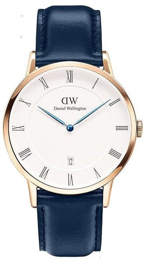 Buy Shop Daniel Wellington Dapper Somerset White Dial Blue Leather Strap Watch For Men - DW00100191 USA Online