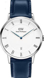 Buy Shop Daniel Wellington Dapper Somerset White Dial Blue Leather Strap Watch For Men - DW00100192 USA Online