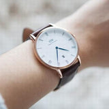 Buy Shop Daniel Wellington Dapper St Mawes White Dial Brown Leather Strap Watch For Women - DW00100091 USA Online