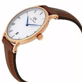 Buy Shop Daniel Wellington Dapper St Mawes White Dial Brown Leather Strap Watch For Women - DW00100091 USA Online