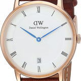 Buy Shop Daniel Wellington Dapper St Mawes White Dial Brown Leather Strap Watch For Women - DW00100091 USA Online