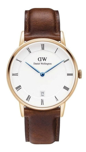 Buy Shop Daniel Wellington Dapper St Mawes White Dial Brown Leather Strap Watch For Women - DW00100091 USA Online