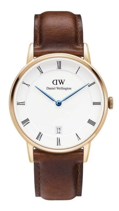 Buy Shop Daniel Wellington Dapper St Mawes White Dial Brown Leather Strap Watch For Women - DW00100091 USA Online
