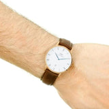 Buy Shop Daniel Wellington Dapper York White Dial Brown Leather Strap Watch For Men - DW00100085 USA Online