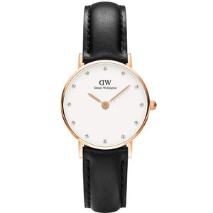Buy Shop Daniel Wellington Classy Sheffield White Dial Black Leather Strap Watch For Women - DW00100060 USA Online