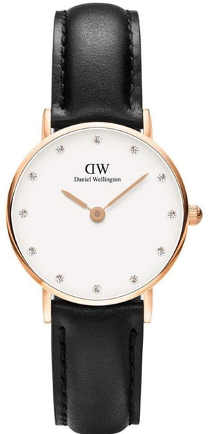 Buy Shop Daniel Wellington Classy Sheffield White Dial Black Leather Strap Watch For Women - DW00100060 USA Online