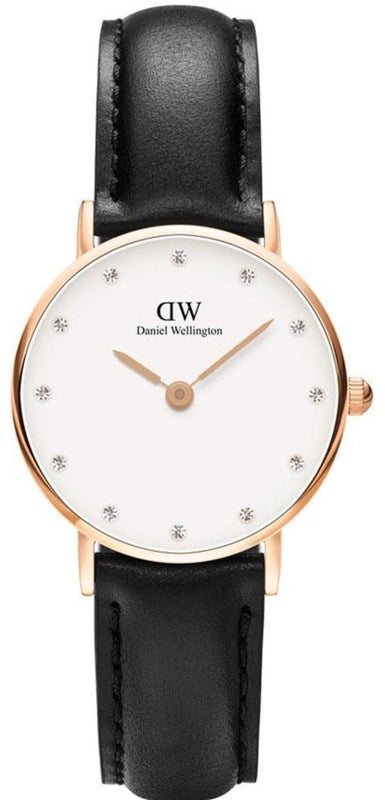 Buy Shop Daniel Wellington Classy Sheffield White Dial Black Leather Strap Watch For Women - DW00100060 USA Online