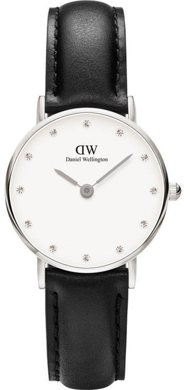 Buy Shop Daniel Wellington Classy Sheffield White Dial Black Leather Strap Watch For Women - DW00100068 USA Online