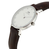 Buy Shop Daniel Wellington Classy Bristol White Dial Brown Leather Strap Watch For Women - DW00100070 USA Online