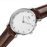 Buy Shop Daniel Wellington Classy Bristol White Dial Brown Leather Strap Watch For Women - DW00100070 USA Online