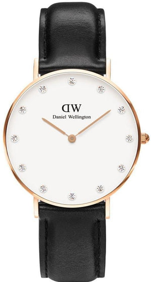 Buy Shop Daniel Wellington Classic Sheffield White Dial Black Leather Strap Watch For Women - DW00100076 USA Online
