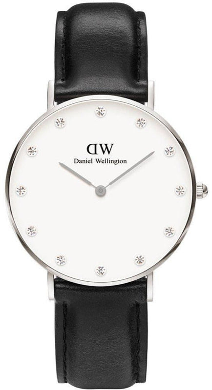 Buy Shop Daniel Wellington Classy Sheffield White Dial Black Leather Strap Watch For Women - DW00100080 USA Online