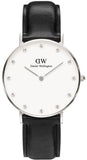 Buy Shop Daniel Wellington Classy Sheffield White Dial Black Leather Strap Watch For Women - DW00100080 USA Online