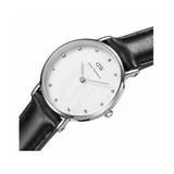 Buy Shop Daniel Wellington Classy Sheffield White Dial Black Leather Strap Watch For Women - DW00100080 USA Online