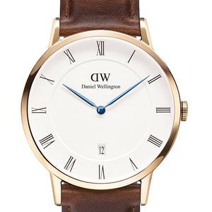 Buy Shop Daniel Wellington Dapper St Mawes White Dial Brown Leather Strap Watch For Men - DW00100083 USA Online