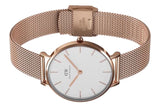 Buy Shop Daniel Wellington Classic Petite Melrose White Dial Rose Gold Mesh Bracelet Watch For Women - DW00100163 USA Online
