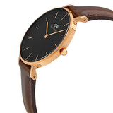 Buy Shop Daniel Wellington Classic Petite Bristol Black Dial Brown Leather Strap Watch For Women - DW00100165 USA Online