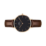 Buy Shop Daniel Wellington Classic Petite Bristol Black Dial Brown Leather Strap Watch For Women - DW00100165 USA Online