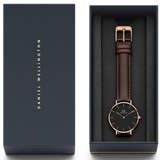 Buy Shop Daniel Wellington Classic York Black Dial Brown Leather Strap Watch For Women - DW00100140 USA Online