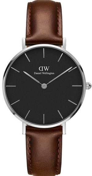 Buy Shop Daniel Wellington Classic Petite Bristol Black Dial Brown Leather Strap Watch For Women - DW00100177 USA Online