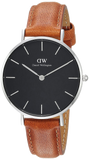 Buy Shop Daniel Wellington Petite Sterling Black Dial Brown Leather Strap Watch For Women - DW00100178 USA Online