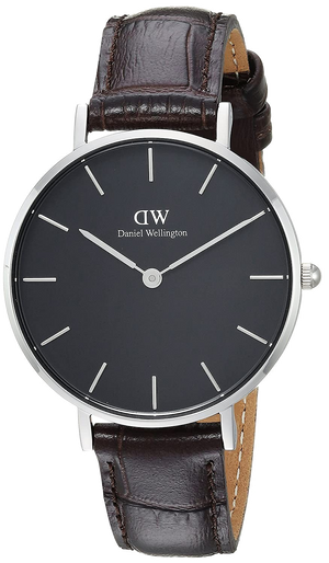 Buy Shop Daniel Wellington Classic Petite York Black Dial Brown Leather Strap Watch For Women - DW00100182 USA Online
