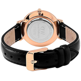 Buy Shop Daniel Wellington Classic Petite Sheffield Black Dial Black Leather Strap Watch For Women - DW00100224 USA Online