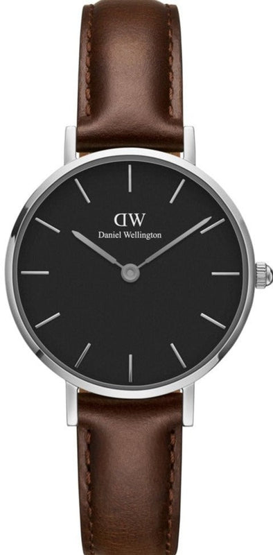 Buy Shop Daniel Wellington Classic Petite Bristol Black Dial Brown Leather Strap Watch For Women - DW00100233 USA Online