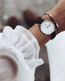 Buy Shop Daniel Wellington Classic Petite Sheffield White Dial Black Leather Strap Watch For Women - DW00100242 USA Online