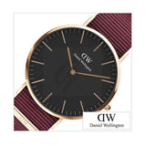 Buy Shop Daniel Wellington Classic Roselyn Black Dial Maroon Nylon Strap Watch For Women - DW00100269 USA Online