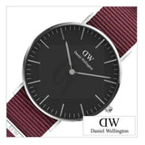 Buy Shop Daniel Wellington Classic Roselyn Black Dial Maroon Nylon Strap Watch For Women - DW00100274 USA Online
