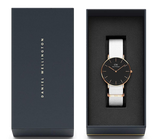 Buy Shop Daniel Wellington Classic Dover Black Dial White Nylon Strap Watch For Women - DW00100310 USA Online