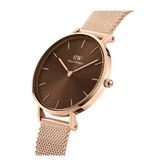 Buy Shop Daniel Wellington Petite Melrose Brown Dial Rose Gold Mesh Strap Watch For Women - DW00100477 USA Online