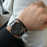 Buy Shop Daniel Wellington Iconic Chronograph Black Dial Black Steel Strap Watch For Men - DW00100642 USA Online