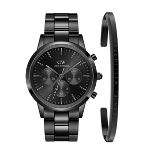 Buy Shop Daniel Wellington Iconic Chronograph Black Dial Black Steel Strap Watch For Men - DW00100642 USA Online