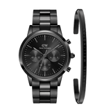 Buy Shop Daniel Wellington Iconic Chronograph Black Dial Black Steel Strap Watch For Men - DW00100642 USA Online