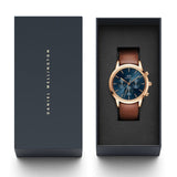 Buy Shop Daniel Wellington Iconic Chronograph Blue Dial Brown Leather Strap Watch For Men - DW00100639 USA Online