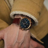 Buy Shop Daniel Wellington Iconic Chronograph Blue Dial Brown Leather Strap Watch For Men - DW00100639 USA Online