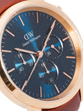 Buy Shop Daniel Wellington Iconic Chronograph Blue Dial Brown Leather Strap Watch For Men - DW00100639 USA Online