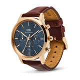 Buy Shop Daniel Wellington Iconic Chronograph Blue Dial Brown Leather Strap Watch For Men - DW00100639 USA Online