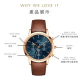 Buy Shop Daniel Wellington Iconic Chronograph Blue Dial Brown Leather Strap Watch For Men - DW00100639 USA Online