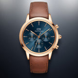 Buy Shop Daniel Wellington Iconic Chronograph Blue Dial Brown Leather Strap Watch For Men - DW00100639 USA Online