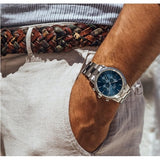 Buy Shop Daniel Wellington Iconic Chronograph Link Blue Dial Silver Steel Strap Watch For Men - DW00100644 USA Online