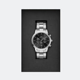 Buy Shop Daniel Wellington Iconic Chronograph Link Black Dial Silver Steel Strap Watch For Men - DW00100645 USA Online