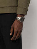 Buy Shop Daniel Wellington Iconic Chronograph Link Black Dial Silver Steel Strap Watch For Men - DW00100645 USA Online