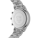 Buy Shop Daniel Wellington Iconic Chronograph Link Black Dial Silver Steel Strap Watch For Men - DW00100645 USA Online