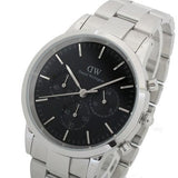 Buy Shop Daniel Wellington Iconic Chronograph Link Black Dial Silver Steel Strap Watch For Men - DW00100645 USA Online