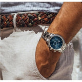 Buy Shop Daniel Wellington Iconic Chronograph Link Blue Dial Silver Steel Strap Watch For Men - DW00100644 USA Online